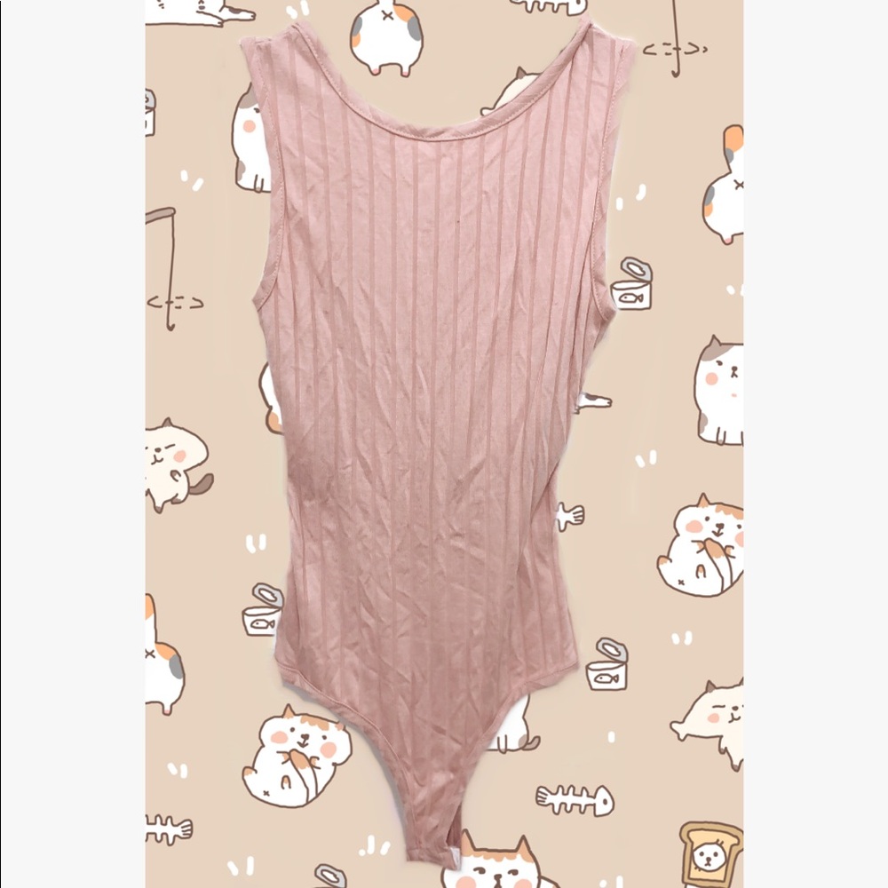 Pink ribbed bodysuit